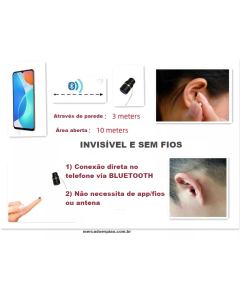 Ponto eletrônico de ouvido BLUETOOTH sem fio invisível secreto Wireless