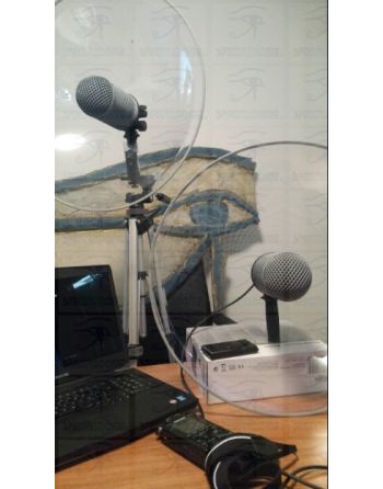 Microfone parabólico GPK para escuta direcional com laptop e sistemas