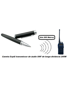 Caneta Espiã transmissor de áudio UHF de longa distância 200M