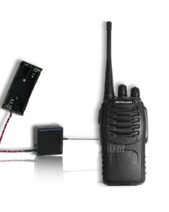 KIT UHF RECEPTOR E TRANSMISSOR ENCAPSULADO 3V VOX ATIVADO POR VOZ ATÉ 4 KILOMETROS